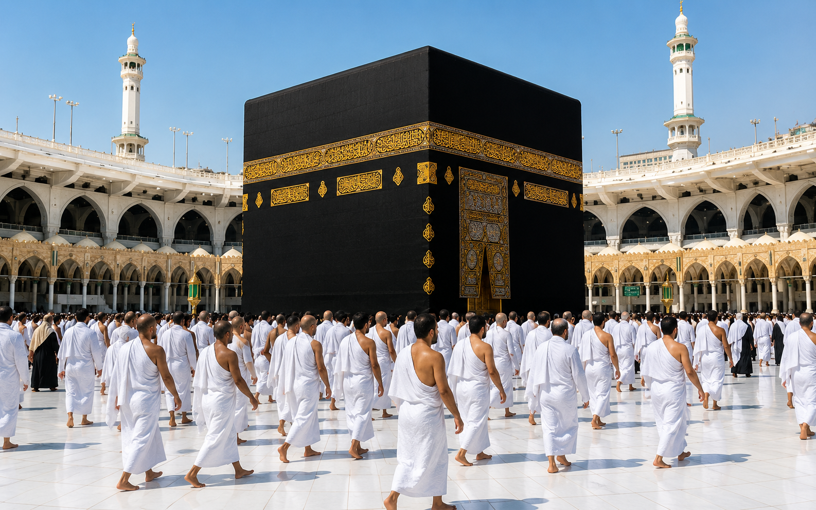مشهد يرمز للطواف حول الكعبة المشرفة